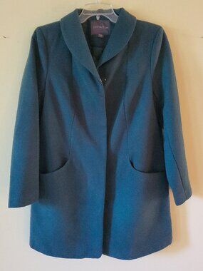 Covington Hunter Green Mid Length Wide Shawl Collar Zip Up Coat SZ L